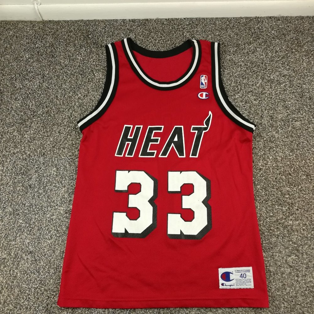 Vintage Champion Alonzo Mourning Miami Heat Jersey Red Sz 40 / Medium USA Made